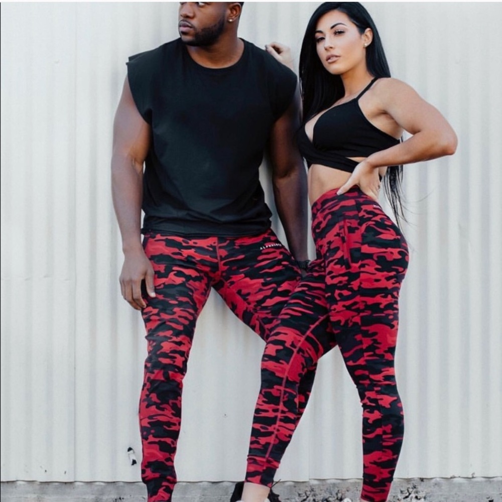 Red camo alphalete joggers